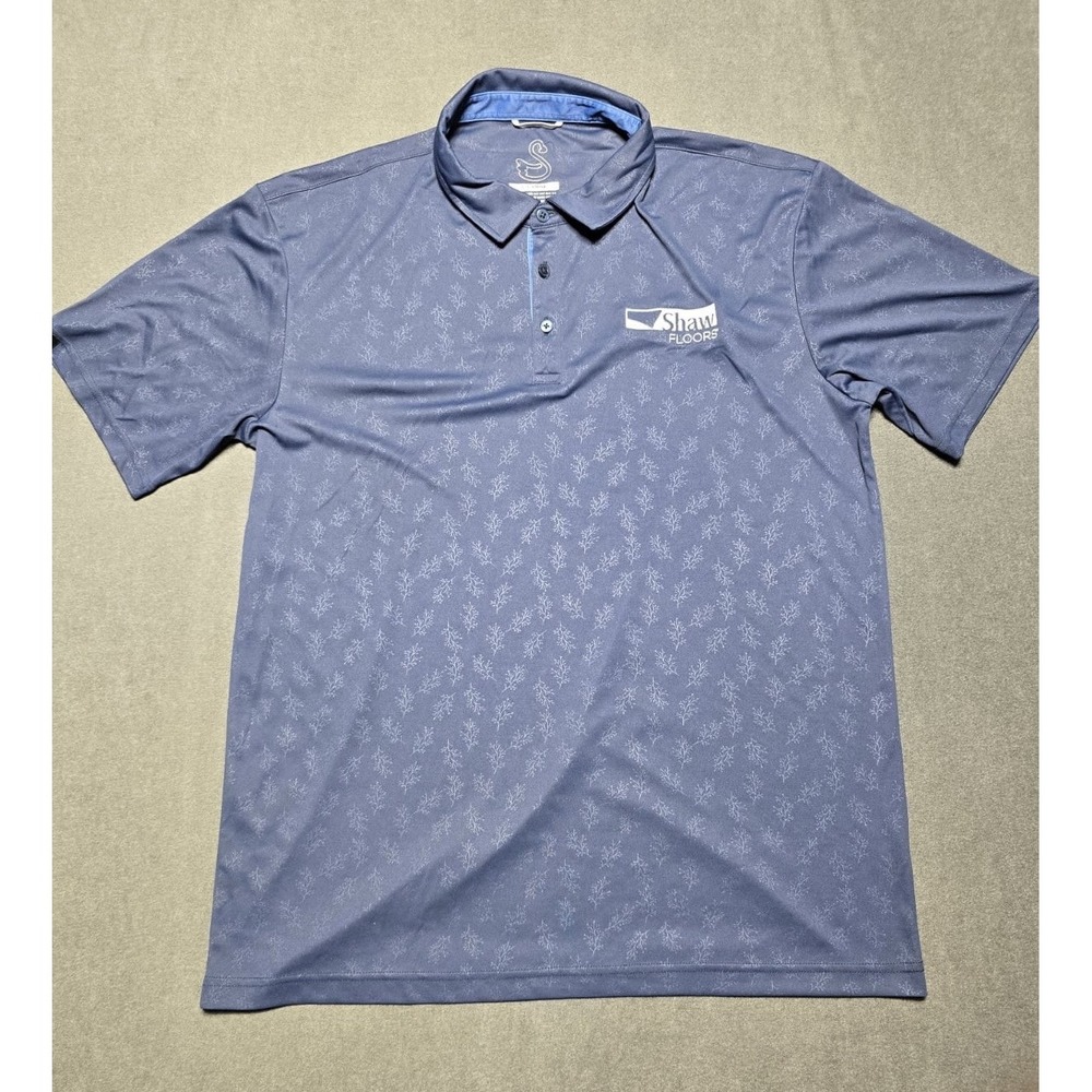 Swannies‎ Polo Shirt Men's XL Blue Gray Floral Tropical Hawaiian Tennis Preppy